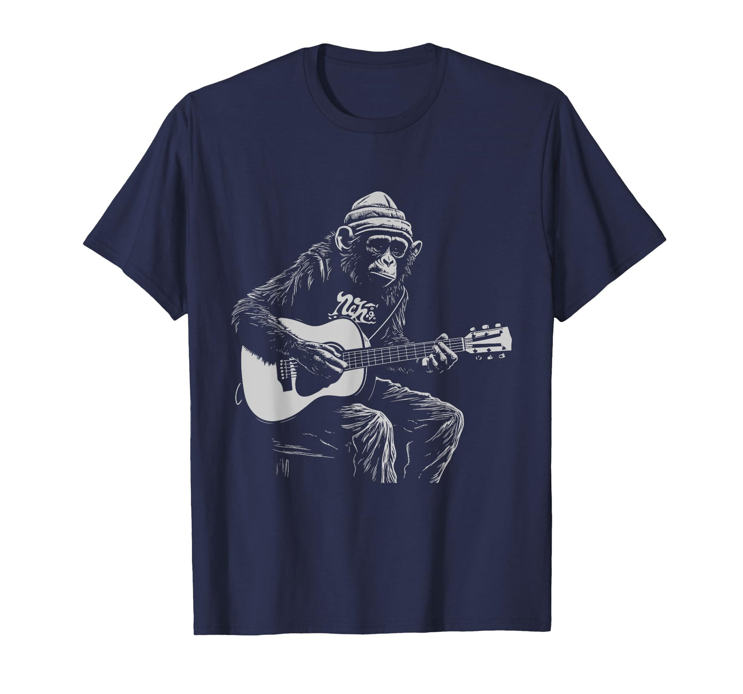 Funny Monkey Acoustic Guitar Music Lover Men Women Kids T-Shirt