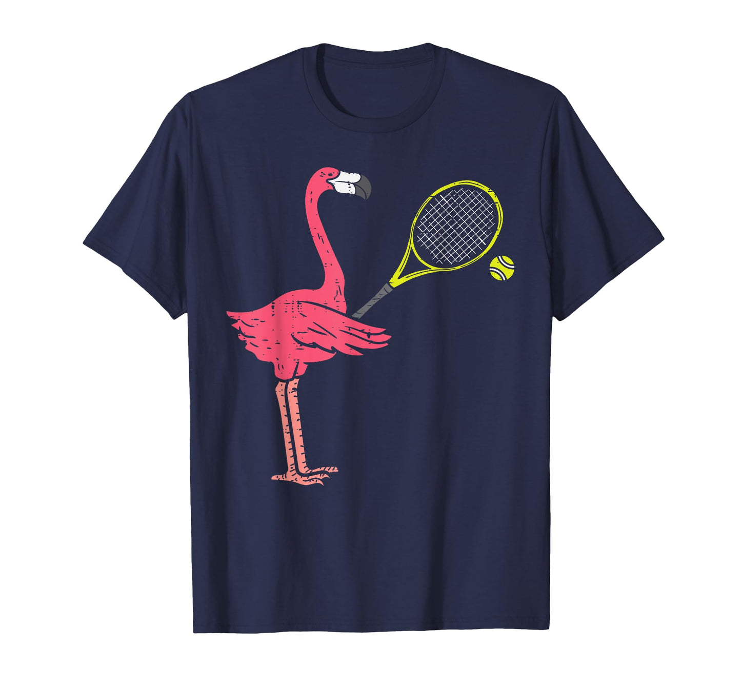 Flamingo Playing Tennis Funny Bird Player Men Women Kids T-Shirt