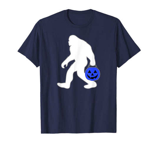 Halloween Autism Blue Pumpkin Bucket Trick or Treat Bigfoot T-Shirt