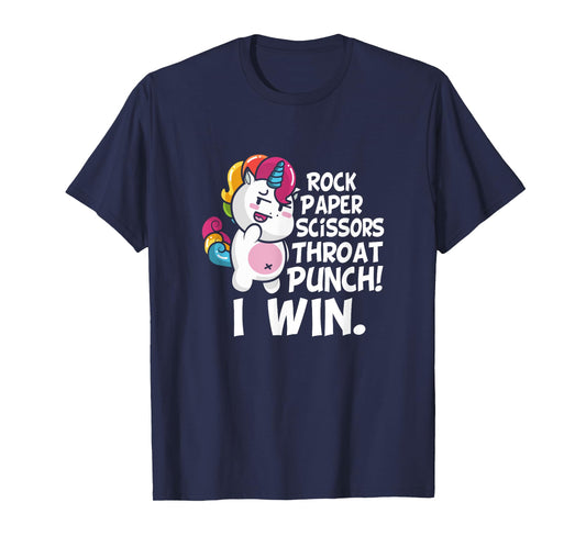 Rock Paper Scissors Throat Punch I Win Unicorn Outfit T-Shirt