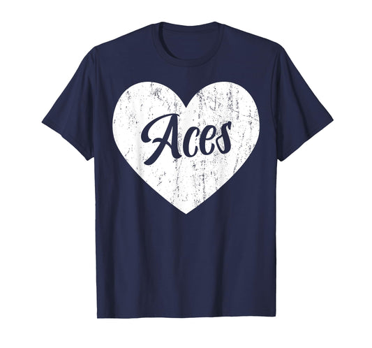 Aces School Sports Fan Team Spirit Mascot Heart Gift T-Shirt