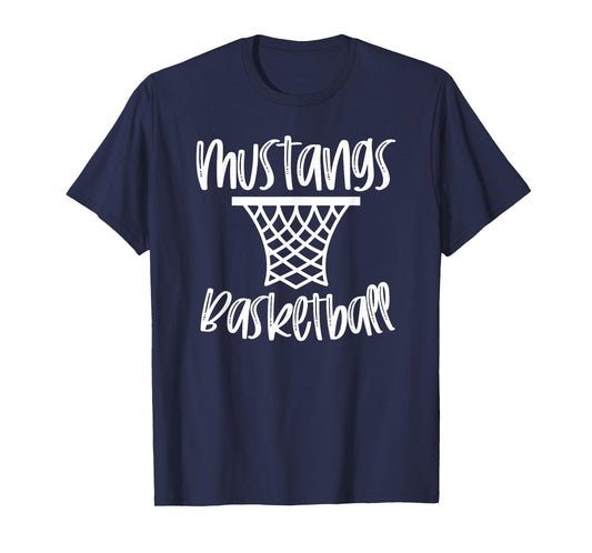 Mustangs Basketball Team Mascot School Spirit Game Night T-Shirt