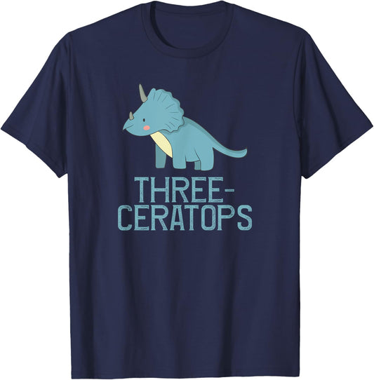 Dinosaur triceratops birthday Tshirt for three year old T-Shirt