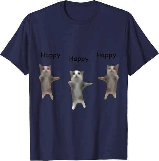 Cute Jumping Happy Happy Cat Meme Trend Funny T-Shirt