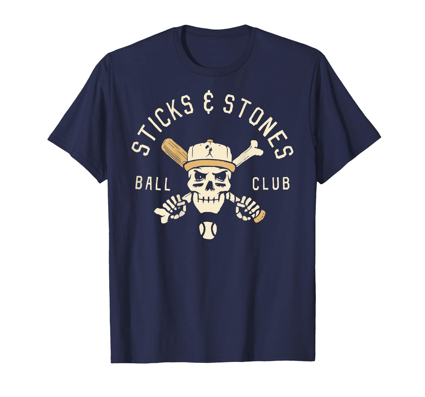 Sticks And Stones Ball Club Skull Baseball Player Baseball T-Shirt