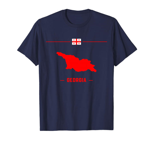 Map of Georgia isolated with flag and name of the country T-Shirt
