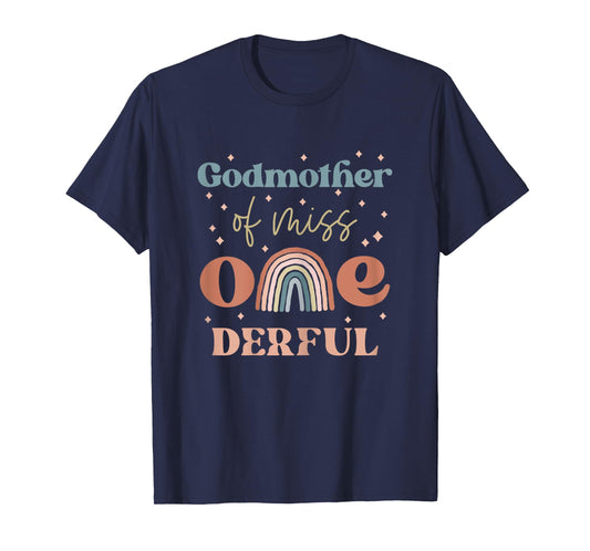 Godmother of Miss Onederful Boho Rainbow First Birthday T-Shirt