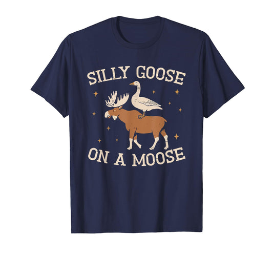 silly goose on a moose meme wildlife nature animal funny T-Shirt