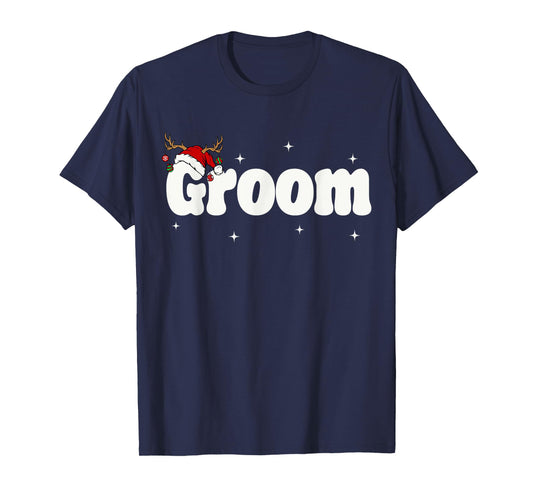 Groom Bride Santa Couples Christmas Outfits Xmas Pajamas T-Shirt