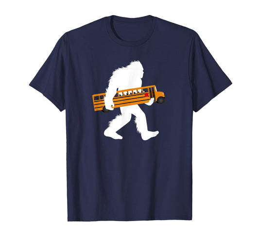 Bigfoot Carrying School Bus Sasquatch Bus Driver T-Shirt