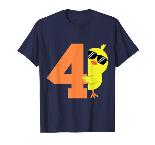 Kids 4th Birthday Chicken Themed Cute 4 Year Old Boys Chick T-Shirt
