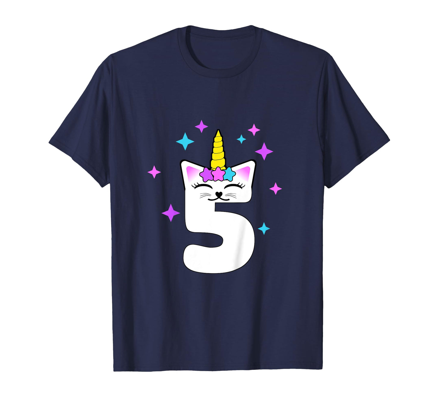 5 Year Old Cat Unicorn Caticorn 5th Birthday Party Girls T-Shirt