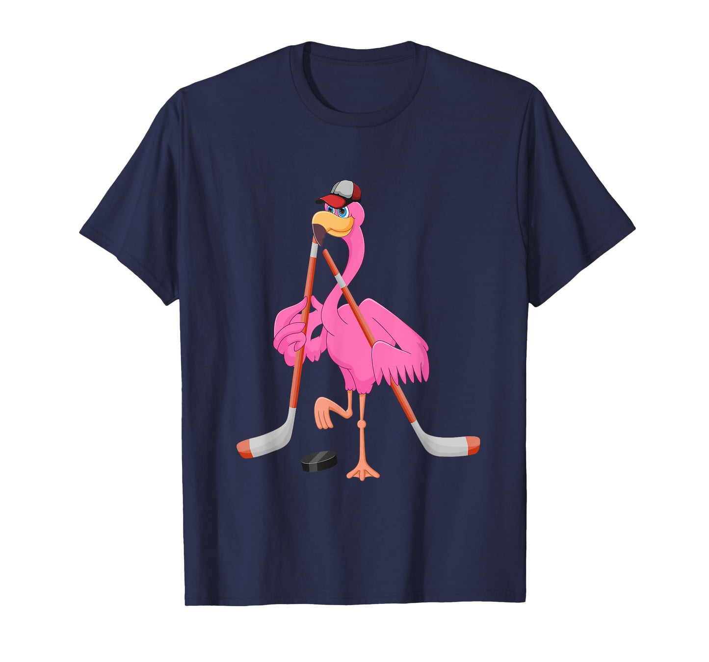 Flamingo Playing Hockey Matching Player Coach Birds Lover T-Shirt