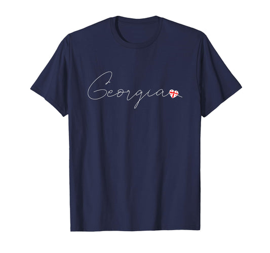 Sak’art'velo Simple Love Georgian Flag Heart on Georgia T-Shirt