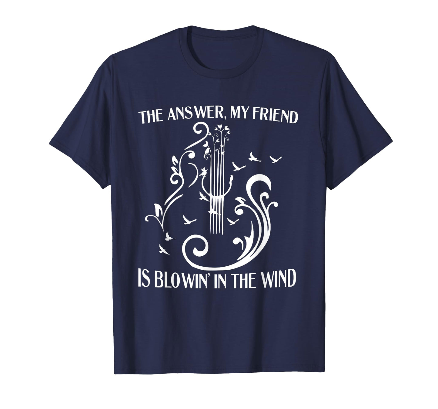The Answer My Friend Is Blowing In The Wind Guitar Birds T-Shirt