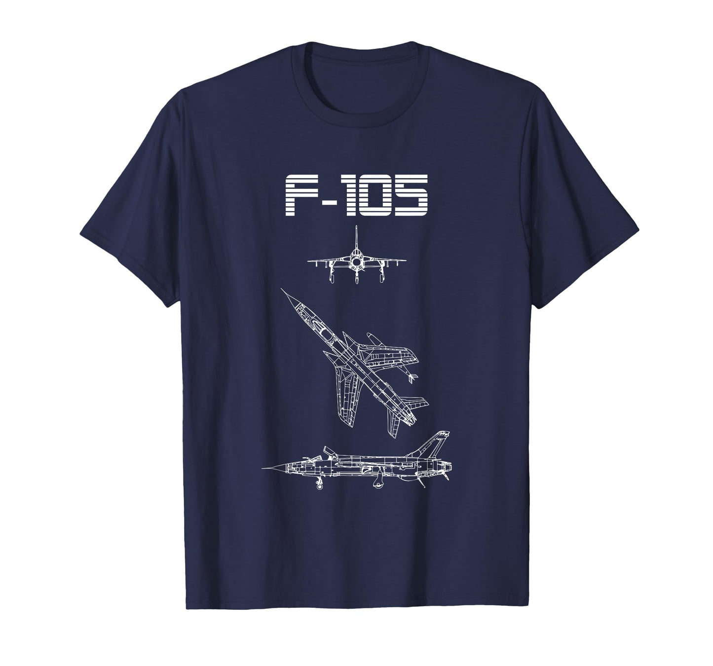 F-105 Fighter Plane Warbird Blueprint Schematics Diagram T-Shirt