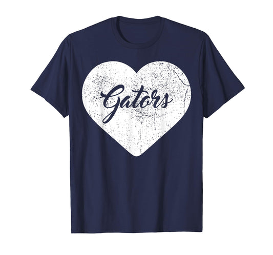 Gators School Sports Fan Team Spirit Mascot Heart Gift T-Shirt