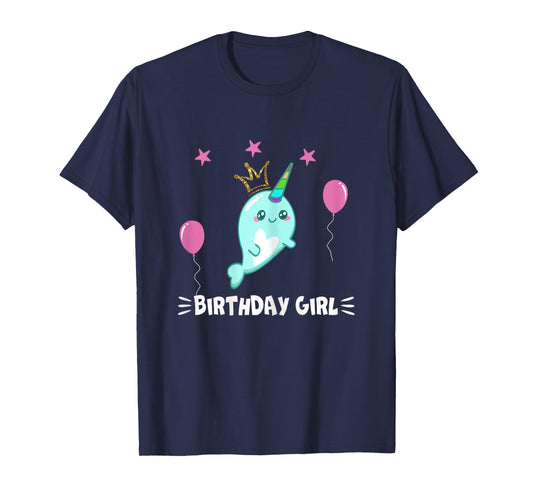 Cool Cute Narwhal balloons Girls Birthday Party Animal T-Shirt