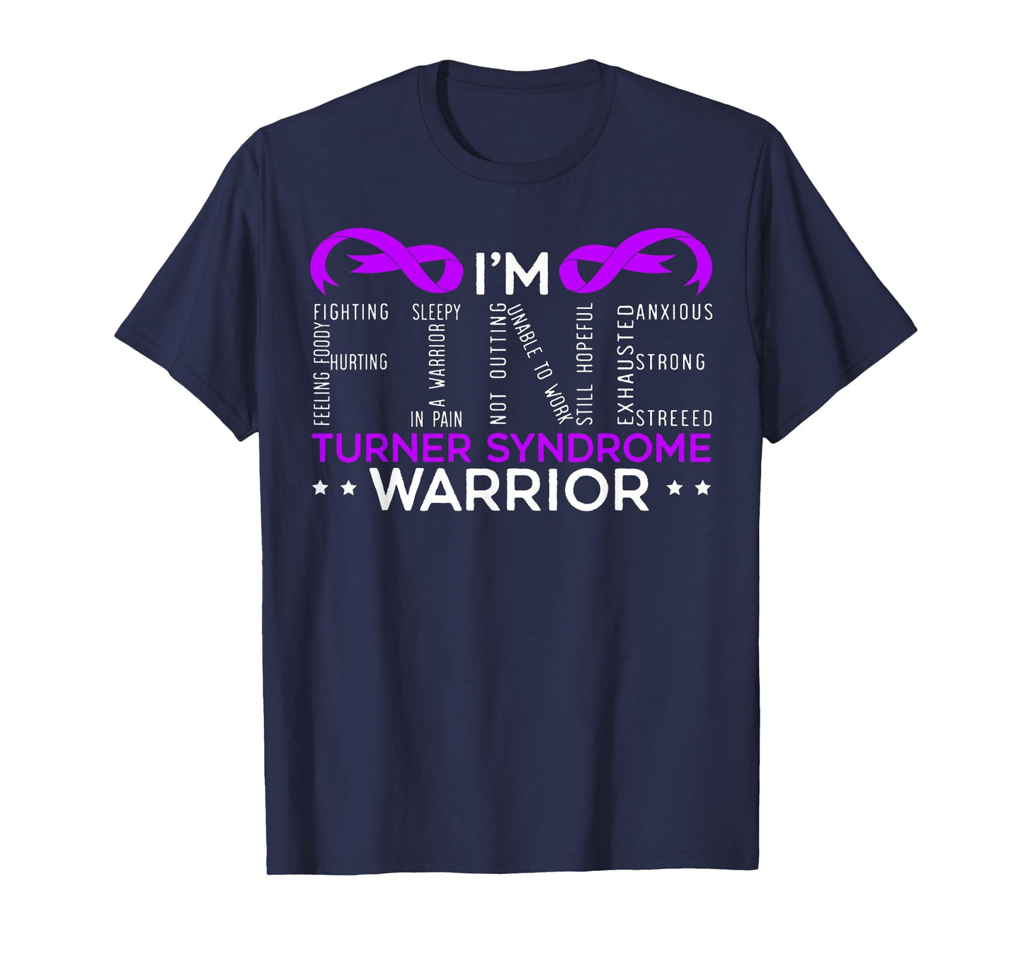 Turner Syndrome Awareness SteMi Apparel Unisex-Adults Black Cotton 65% Polyester 35% Classic Fit Collarless Crew Neck Short Sleeve Turner Syndrome Warrior Turner Syndrome Awareness T-Shirt Small