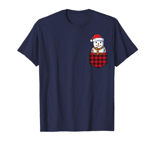 Snowman In Pocket Funny Christmas Kids Boys Girls Xmas T-Shirt