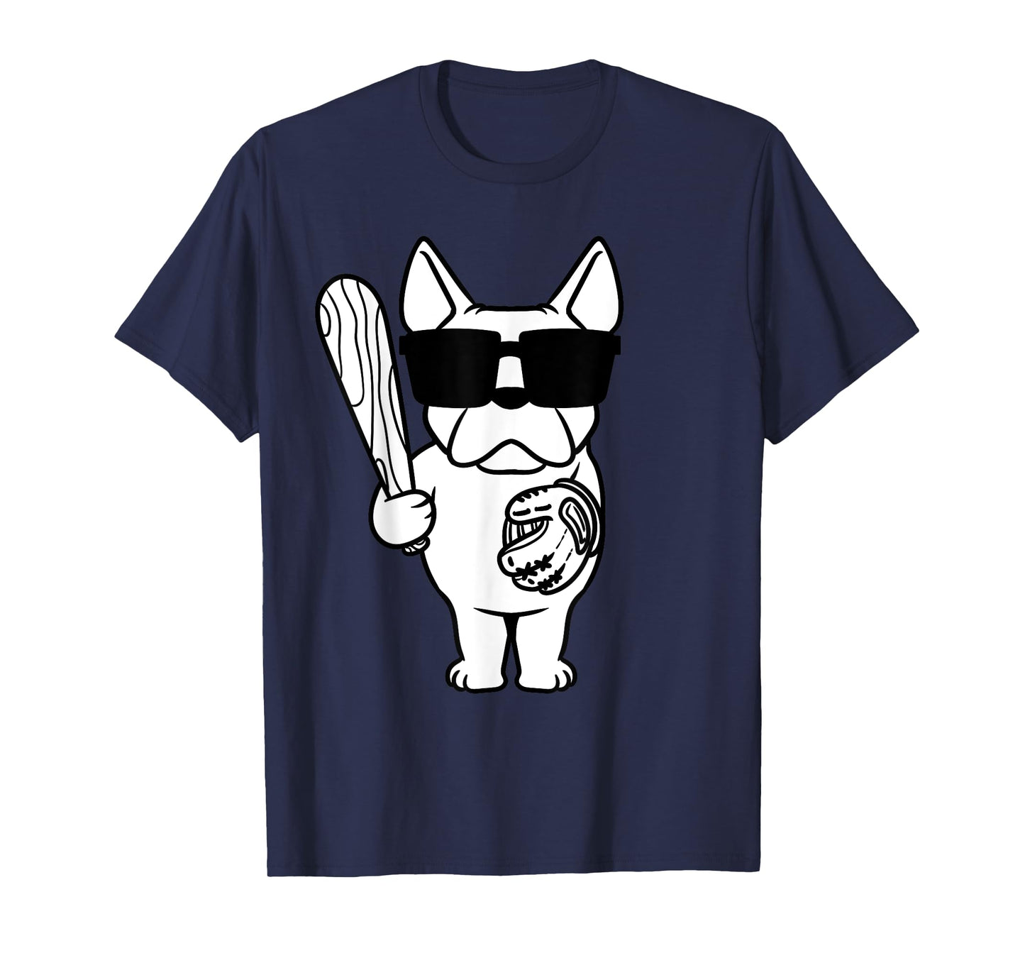 French Bulldog Dog With Baseball Bat And Glove Baseball T-Shirt for Men Women Girls Kids