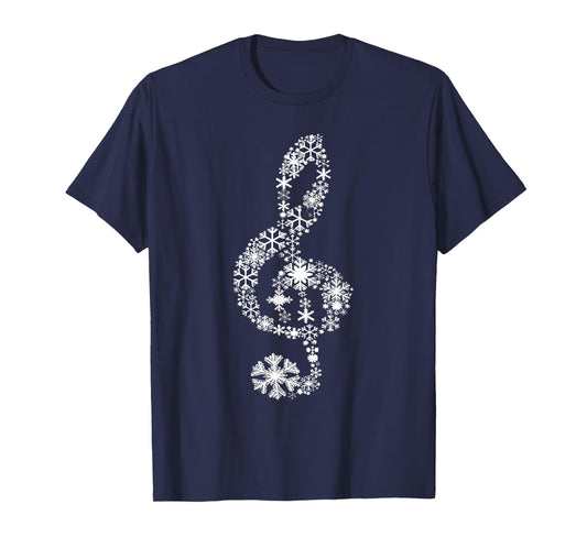 Winter Melody Snowflakes Treble Clef Music Notes Men Women T-Shirt