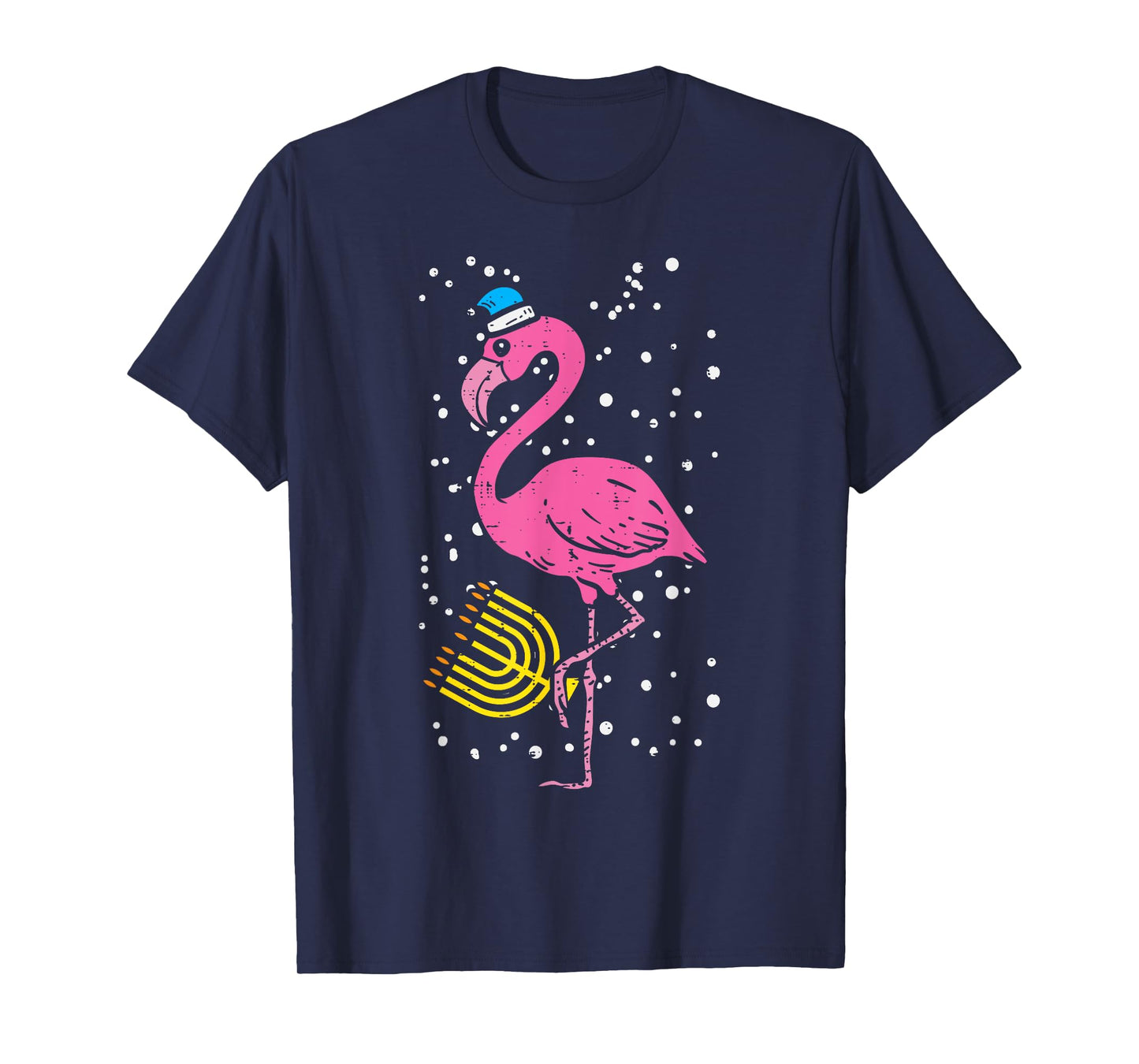 Jewish Flamingo Menorah Bird Lover Hanukkah Chanukah Gift T-Shirt