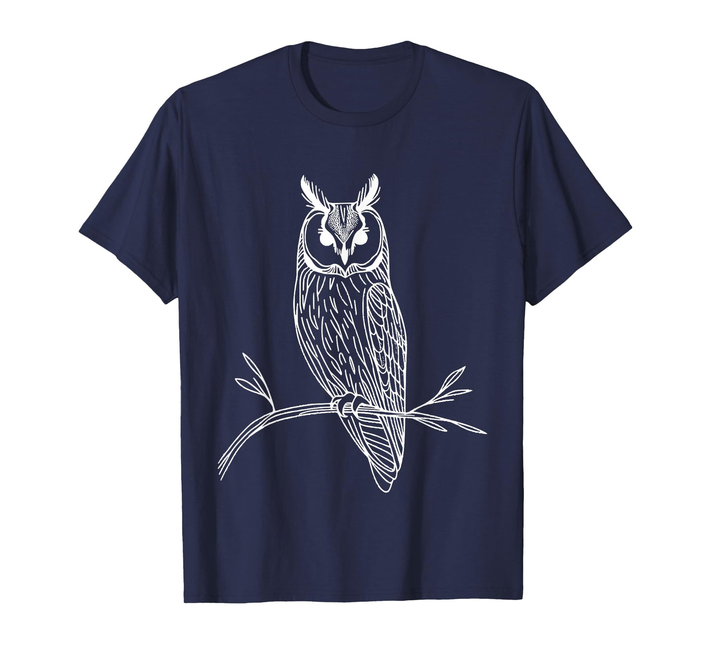 Line Art Bird & Ornithologist Long-Eared Owl T-Shirt