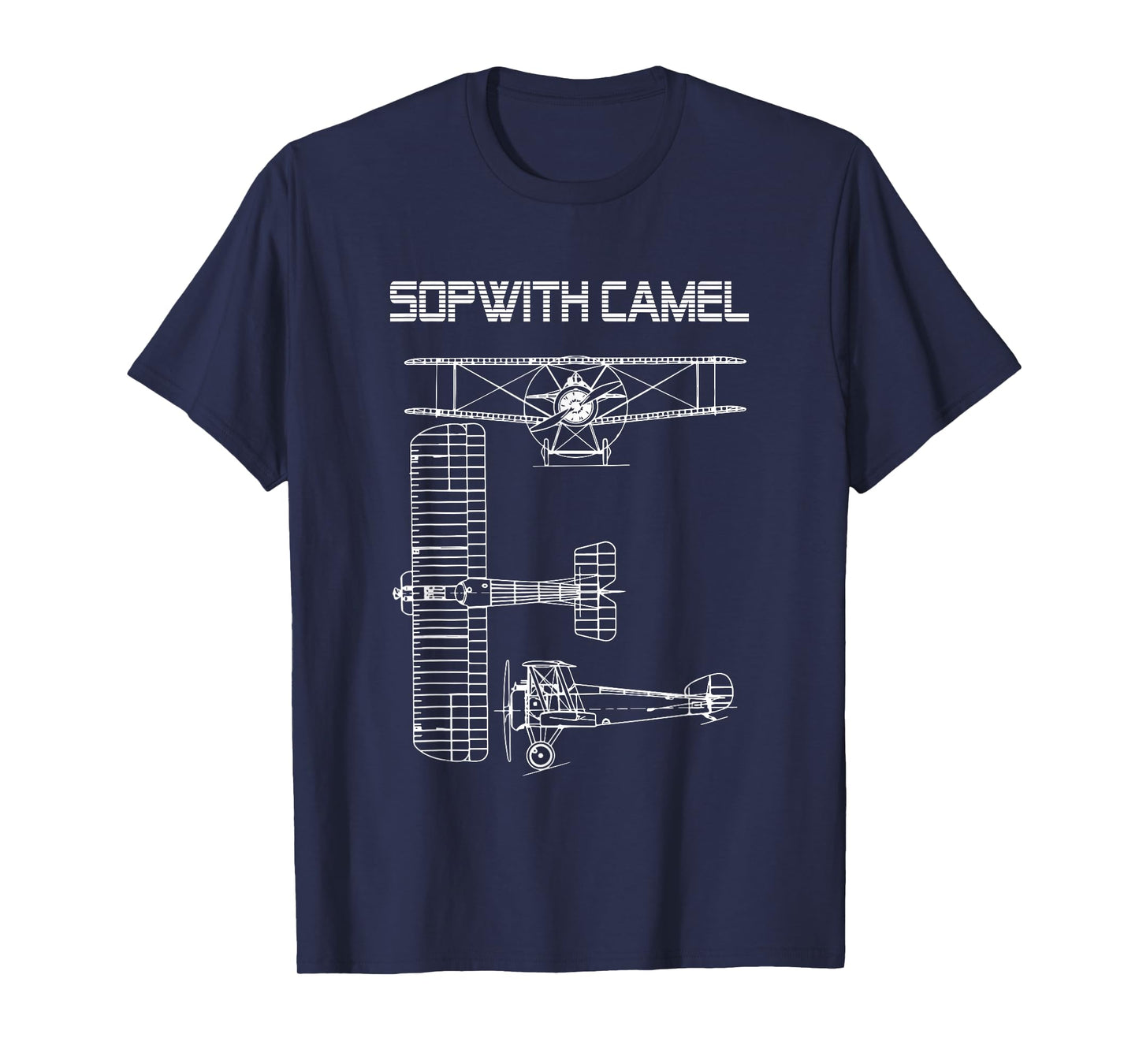 Sopwith Camel WW1 Plane Warbird Blueprint Schematics Diagram T-Shirt