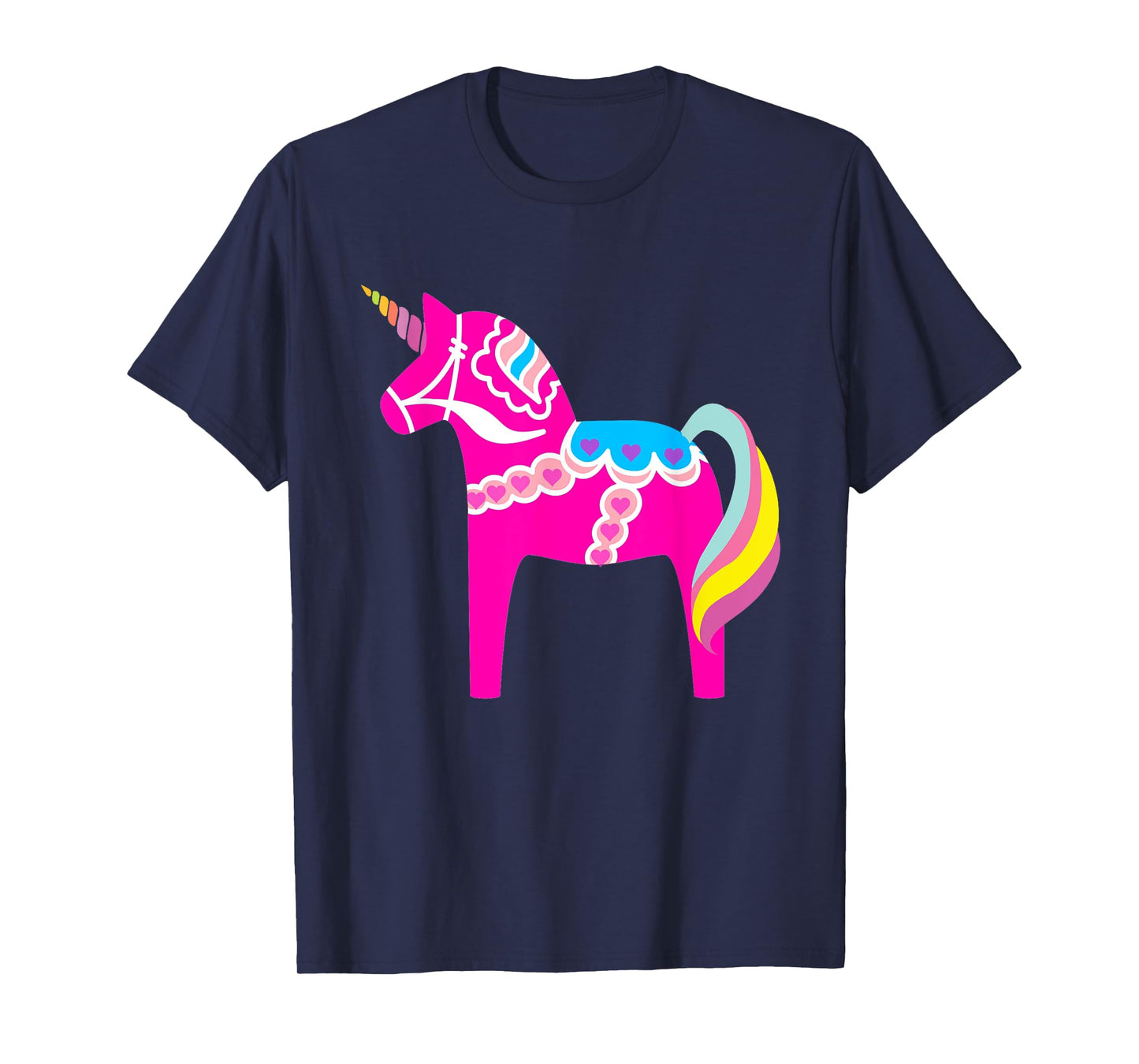 Pink Dala Horse Unicorn Swedish Dalecarlian Horse T-Shirt
