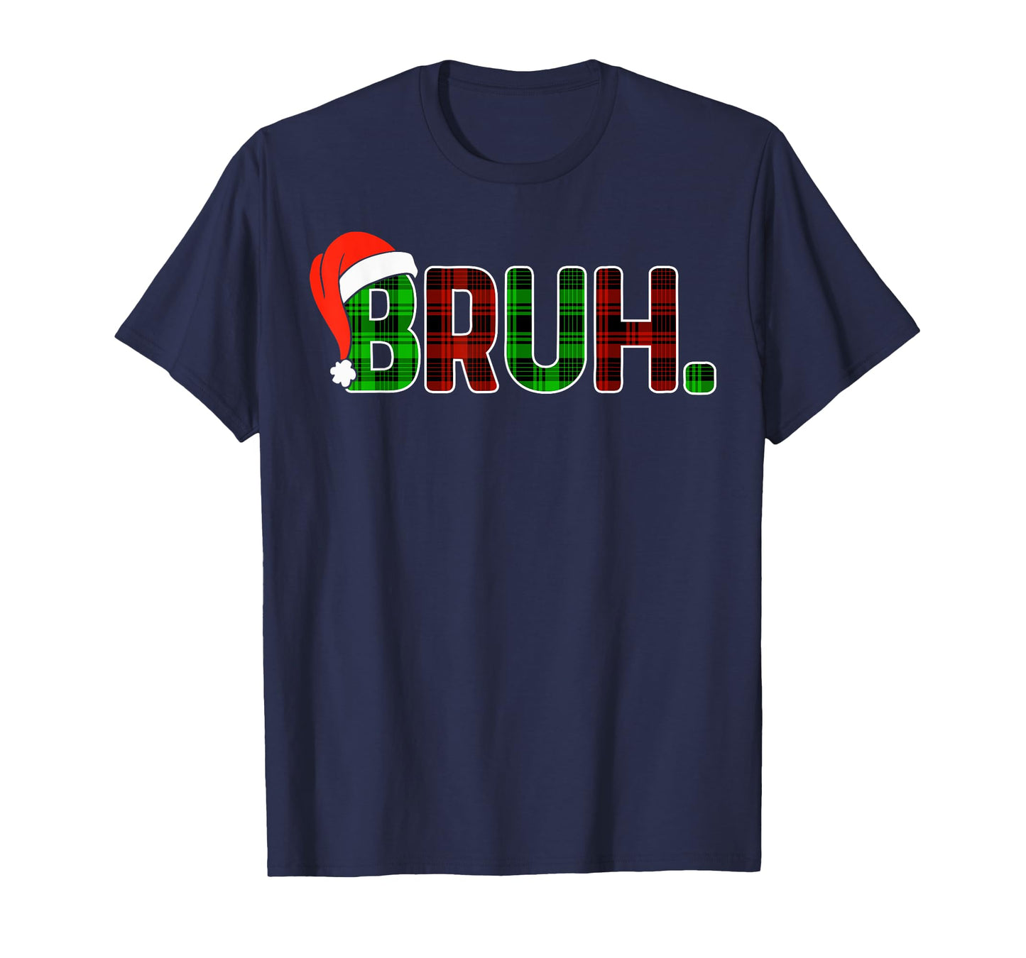 Bruh Funny Christmas Buffalo Plaid Boys Kids Pajamas Xmas T-Shirt