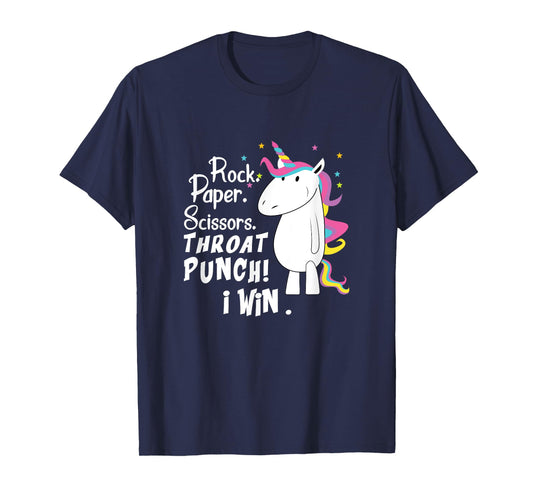 Rock Paper Scissors Throat Punch I Win Unicorn Outfit T-Shirt