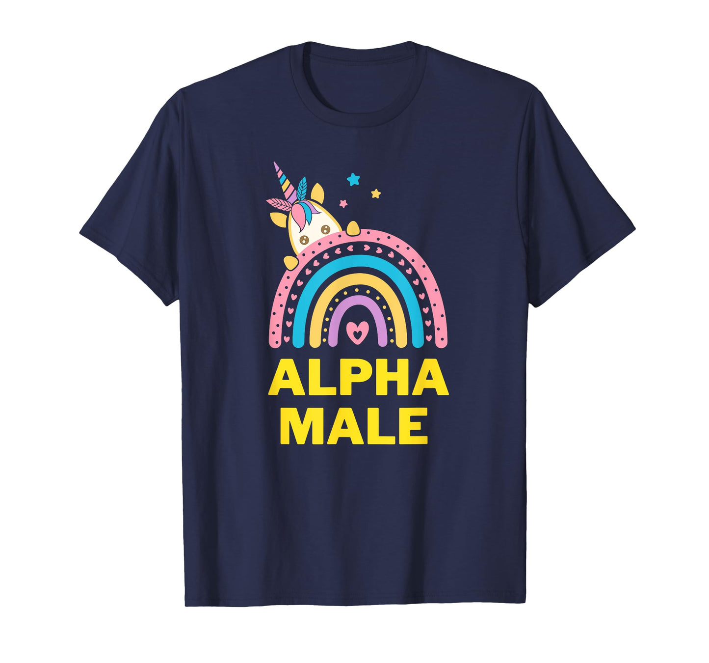 Ironic Alpha Male Unicorn Rainbow, Funny Unisex Graphic Tee T-Shirt