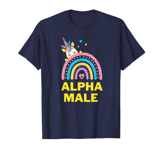 Ironic Alpha Male Unicorn Rainbow, Funny Unisex Graphic Tee T-Shirt