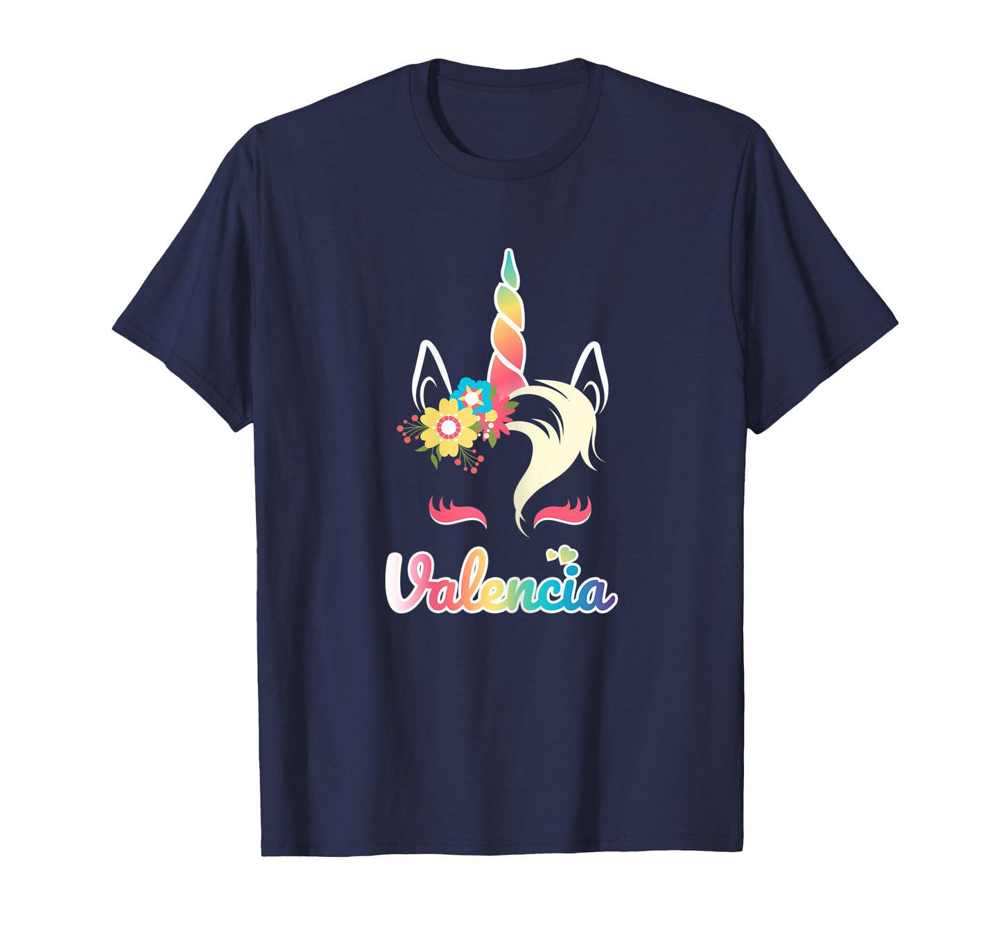 Rainbow Unicorn Valencia apparel Custom Name Gift for girls T-Shirt