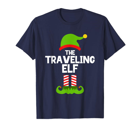 Funny The Traveling Elf Christmas Family Pajama Travel T-Shirt