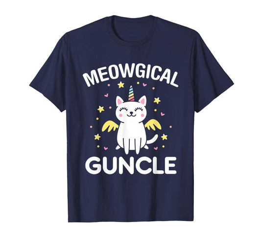 Meowgical Guncle Magical Kitty Cat Unicorn T-Shirt
