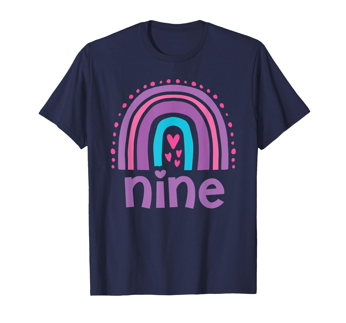 Girl's 9th Birthday Boho Rainbow Nine 9 Years Old Colorful T-Shirt
