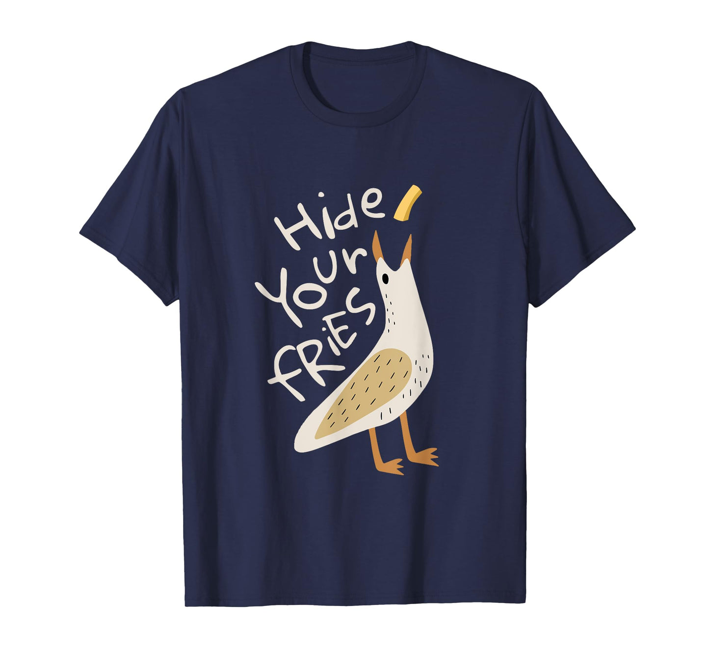 Hide Your Fries Funny Seagull Whimsical Food Humor T-Shirt