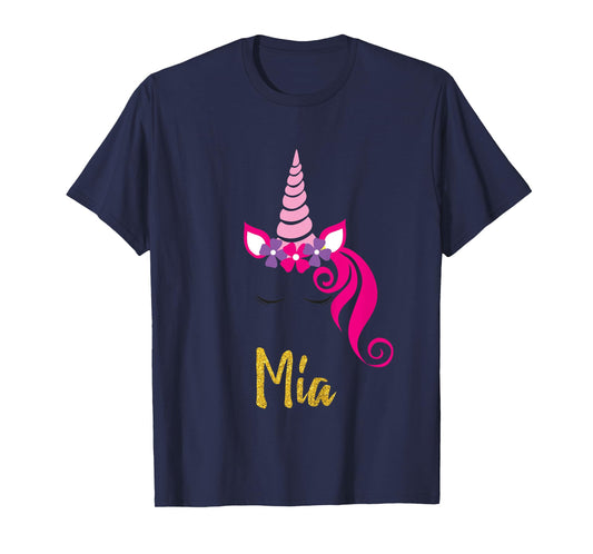 Kids Mia Unicorn Shirt Girls Personalized Name Mia Gift T-Shirt