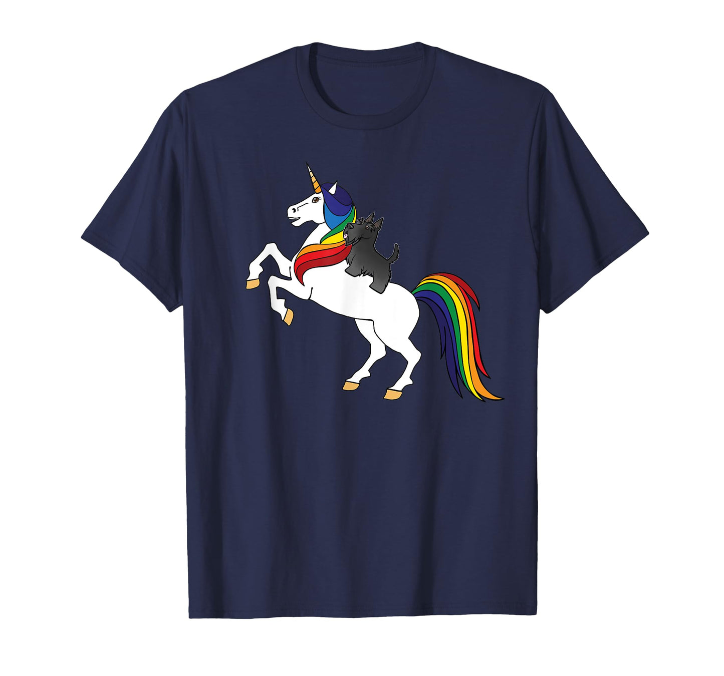 Cute Kid Girls Womens Rainbow Unicorn Scottish Terrier Lover T-Shirt