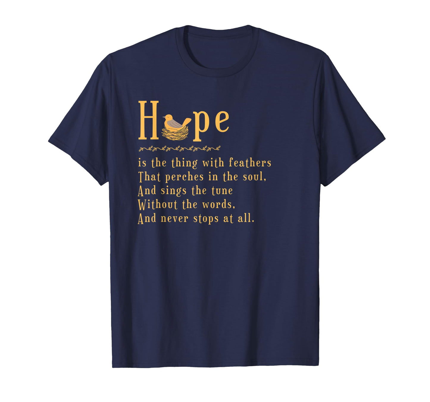 Emily Dickinson Hope is The Thing With Feathers Bird Nest T-Shirt