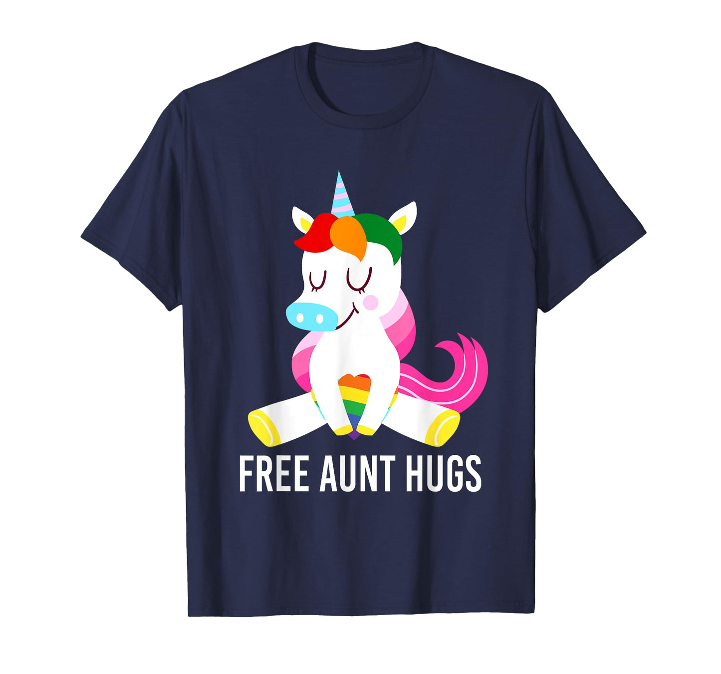 Free Aunt Hugs Unicorn Rainbow Flag LGBT Gay Pride Month T-Shirt