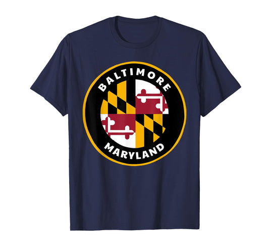 Baltimore Maryland MD Flag Pride Badge Souvenir T-Shirt