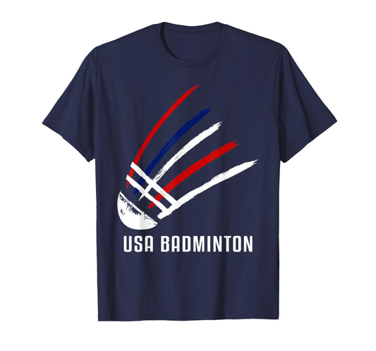 USA Badminton Shuttlecock Red White Blue T-Shirt T-Shirt