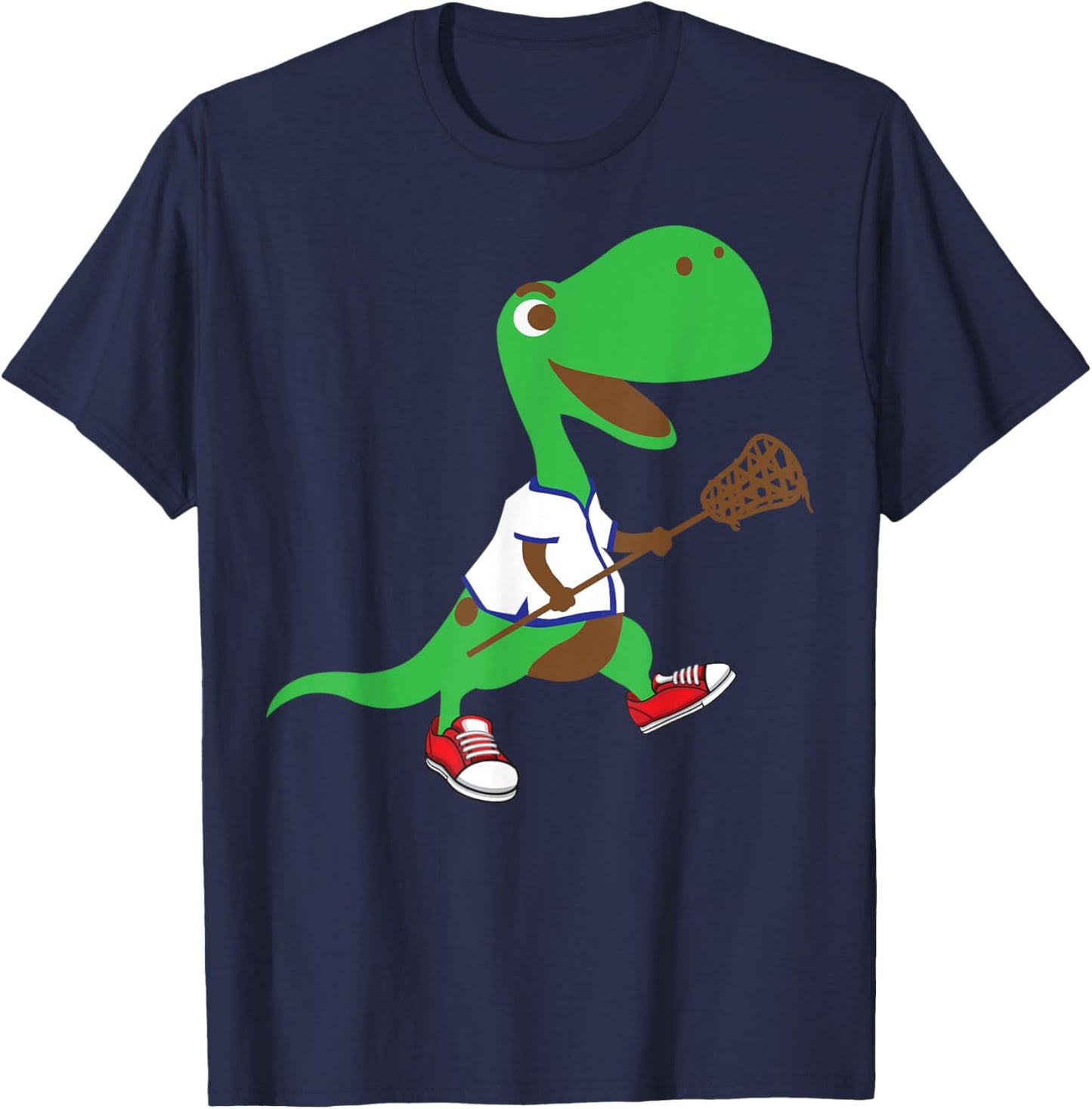 Dinosaur Playing Lacrosse | Cool Dino Team Sport Gift T-Shirt