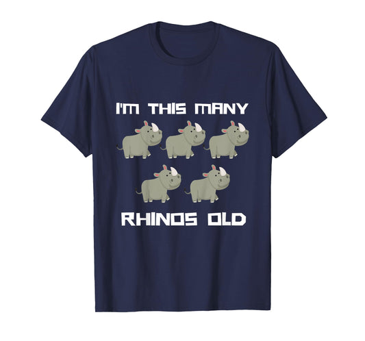 I'm This Many Rhinos Old - Rhino 5th Birthday 5 Years Old T-Shirt