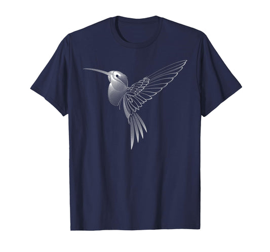 Hummingbird Dot Line Art Bird Portrait Sketch - Hummingbird T-Shirt