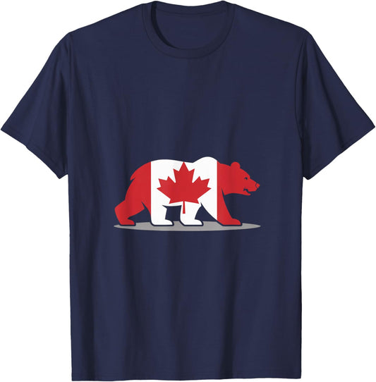 Canadian Maple Leaf Bear Silhouette Flag Wildlife T-Shirt