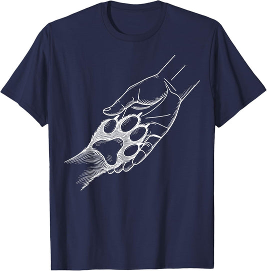 Dog And People Punch Hand Dog Man Friendship Bump Dog's Paw T-Shirt